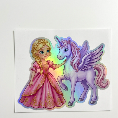 Charlie Unicorn Holographic Sticker (3.71” x 3”) for Kids
