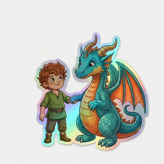 Charlie Dragon Holographic Sticker (2.98” x 3”) for Kids