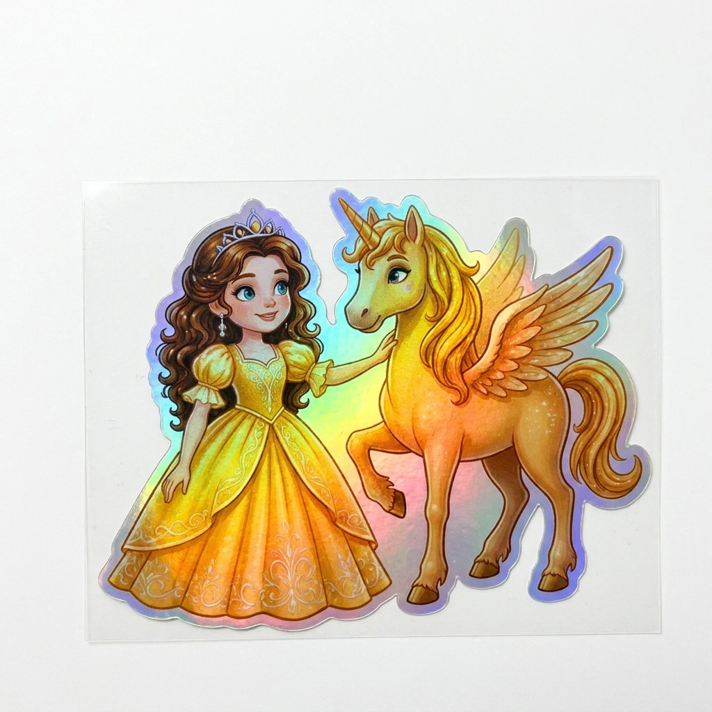 Charlotte Unicorn Holographic Sticker (3.71” x 3”) for Kids