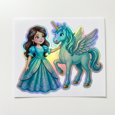 Chloe Unicorn Holographic Sticker (3.71” x 3”) for Kids