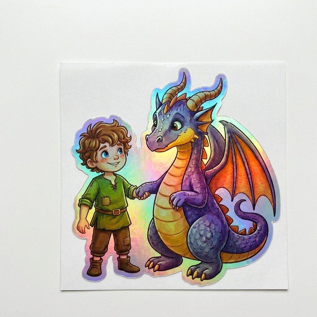 Christian Dragon Holographic Sticker (2.98” x 3”) for Kids