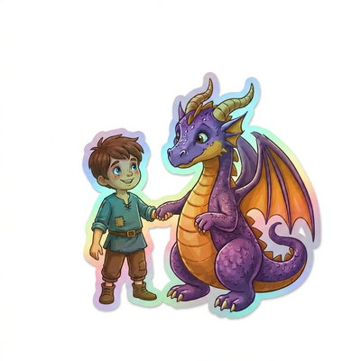 Christopher Dragon Holographic Sticker (2.98” x 3”) for Kids