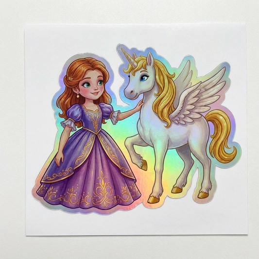 Claire Unicorn Holographic Sticker (3.71” x 3”) for Kids