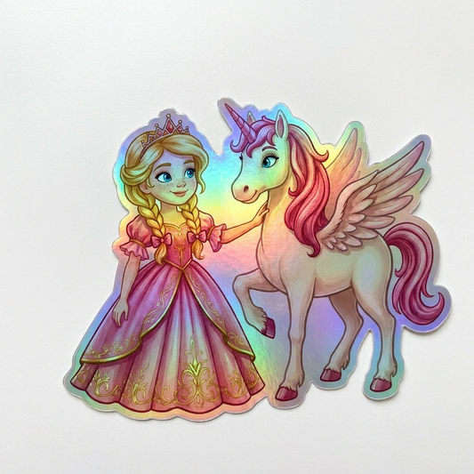Clara Unicorn Holographic Sticker (3.71” x 3”) for Kids