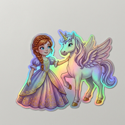 Cleo Unicorn Holographic Sticker (3.71” x 3”) for Kids
