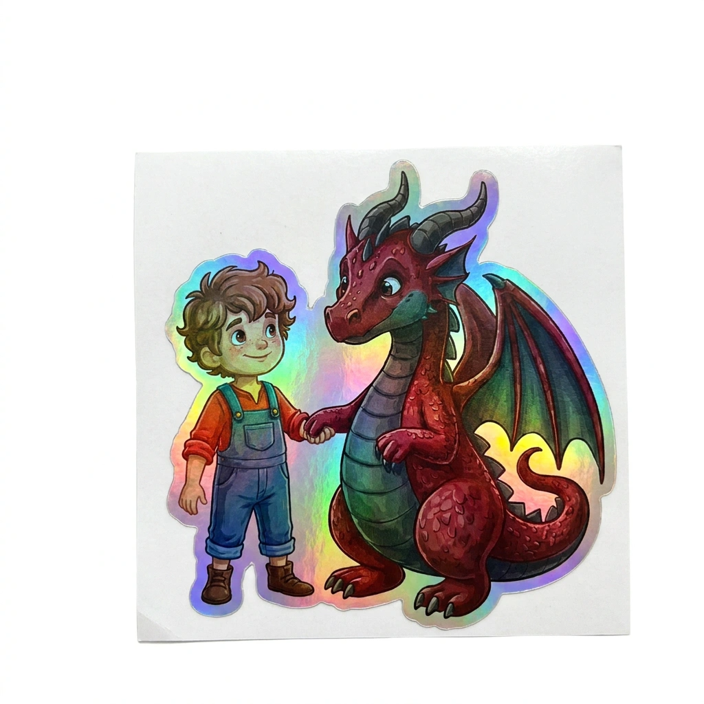 Cody Dragon Holographic Sticker (2.98” x 3”) for Kids