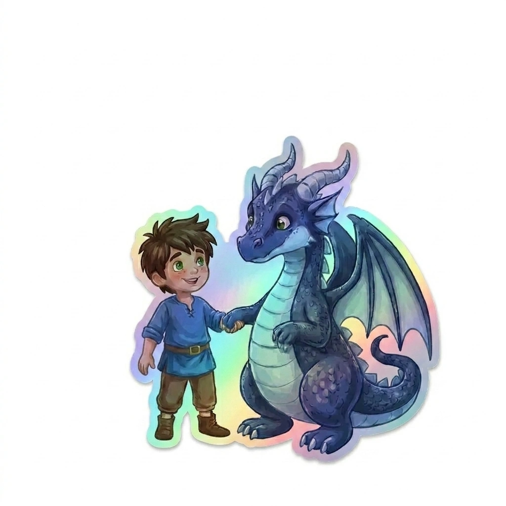 Cohen Dragon Holographic Sticker (2.98” x 3”) for Kids