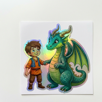 Cole Dragon Holographic Sticker (2.98” x 3”) for Kids