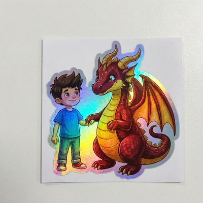 Collin Dragon Holographic Sticker (2.98” x 3”) for Kids