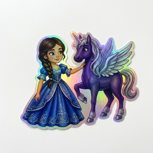 Collins Unicorn Holographic Sticker (3.71” x 3”) for Kids