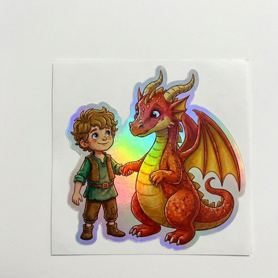Colton Dragon Holographic Sticker (2.98” x 3”) for Kids