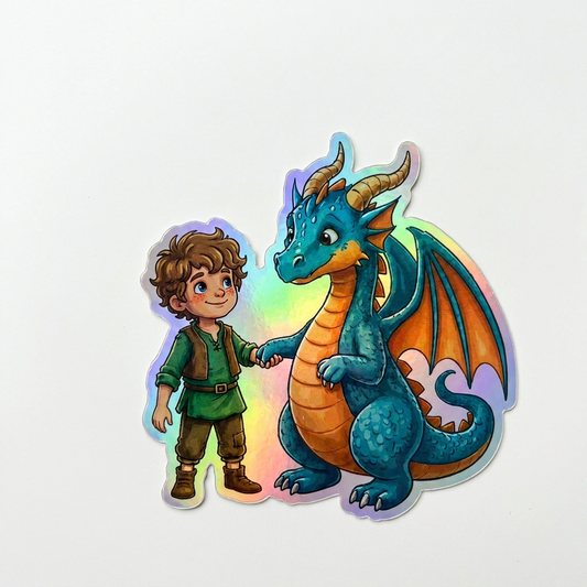 Cooper Dragon Holographic Sticker (2.98” x 3”) for Kids