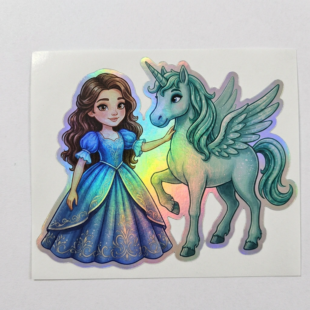 Cora Unicorn Holographic Sticker (3.71” x 3”) for Kids