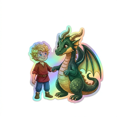 Craig Dragon Holographic Sticker (2.98” x 3”) for Kids