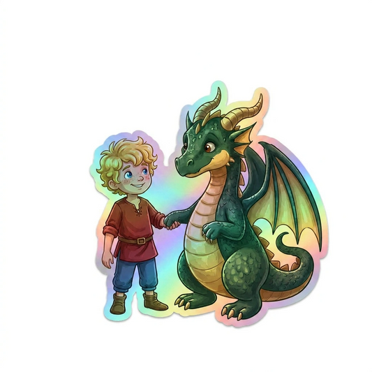 Craig Dragon Holographic Sticker (2.98” x 3”) for Kids