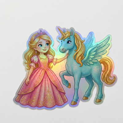 Daisy Unicorn Holographic Sticker (3.71” x 3”) for Kids