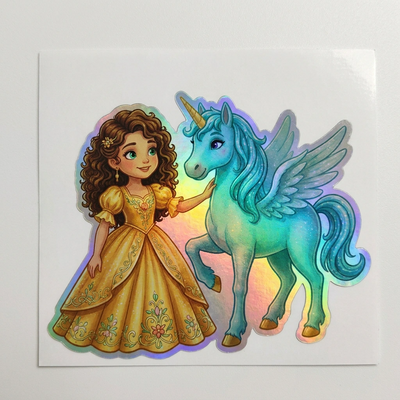 Daleyza Unicorn Holographic Sticker (3.71” x 3”) for Kids