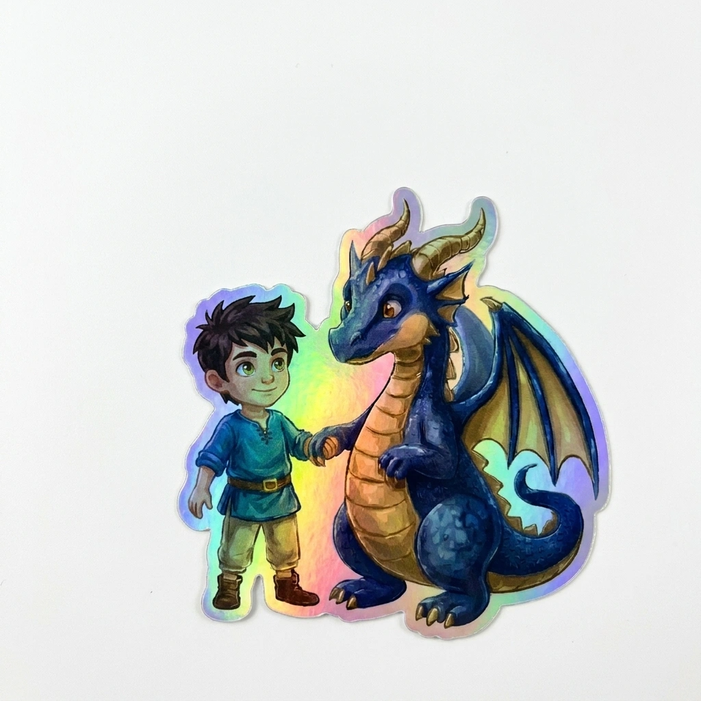 Dallas Dragon Holographic Sticker (2.98” x 3”) for Kids