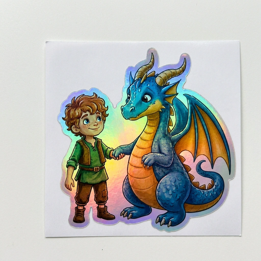 Danger Dragon Holographic Sticker (2.98” x 3”) for Kids