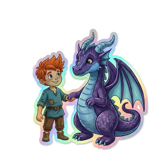 Dean Dragon Holographic Sticker (2.98” x 3”) for Kids