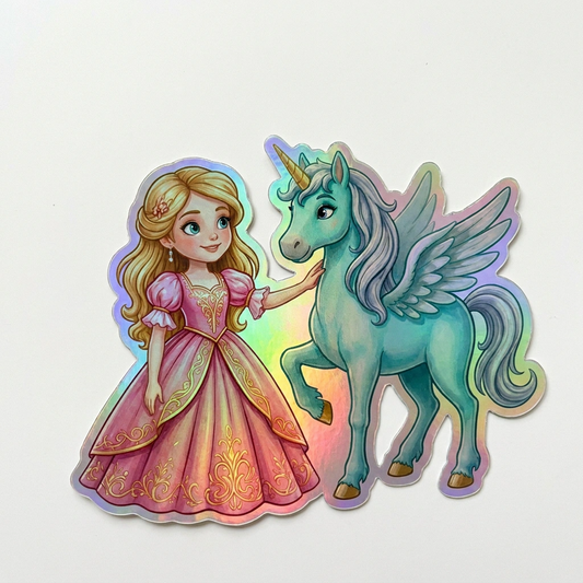 Diana Unicorn Holographic Sticker (3.71” x 3”) for Kids