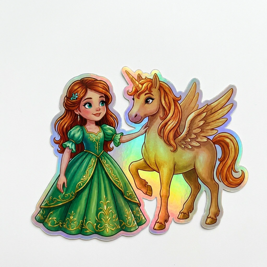 Diya Unicorn Holographic Sticker (3.71” x 3”) for Kids