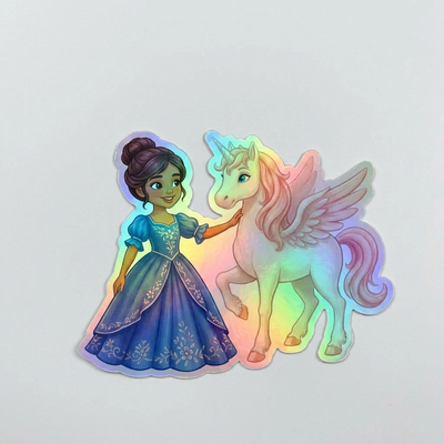 Donna Unicorn Holographic Sticker (3.71” x 3”) for Kids