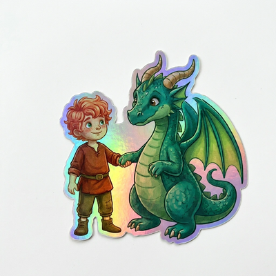 Eagan Dragon Holographic Sticker (2.98” x 3”) for Kids