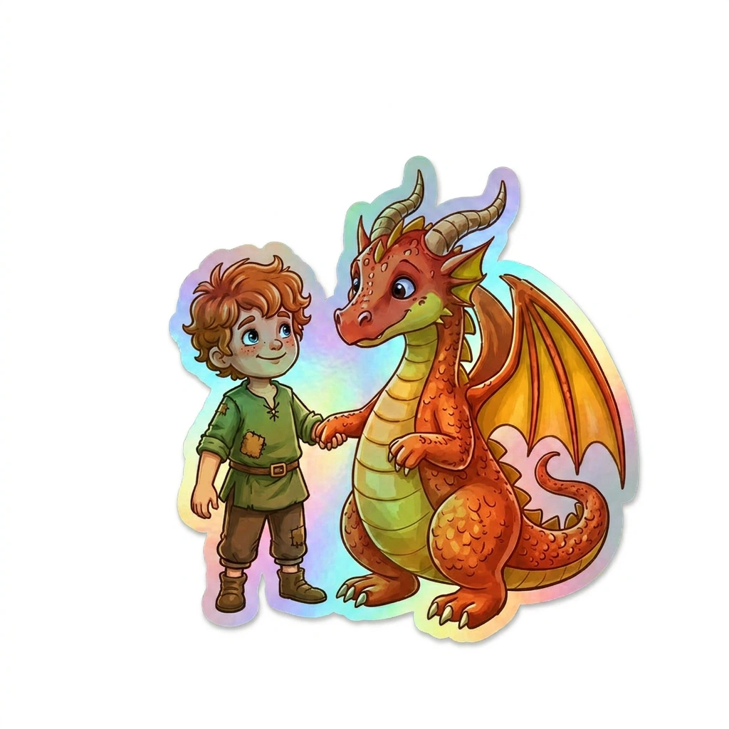Easton Dragon Holographic Sticker (2.98” x 3”) for Kids