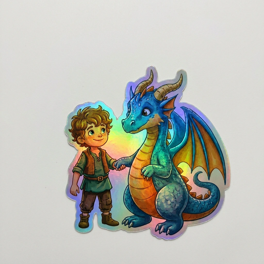 Edward Dragon Holographic Sticker (2.98” x 3”) for Kids