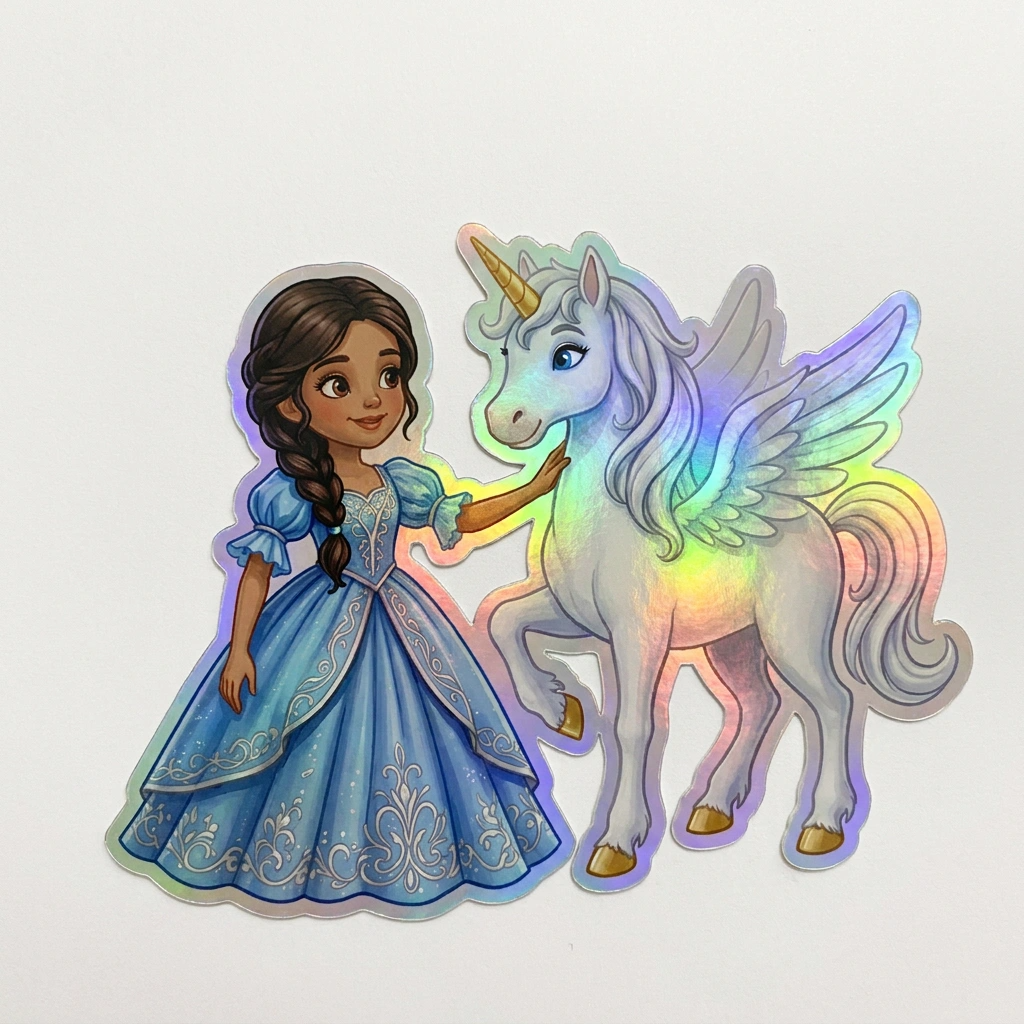 Elena Unicorn Holographic Sticker (3.71” x 3”) for Kids