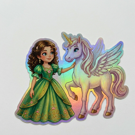 Eliana Unicorn Holographic Sticker (3.71” x 3”) for Kids