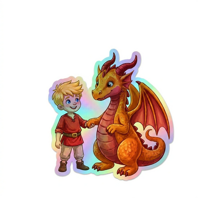Elio Dragon Holographic Sticker (2.98” x 3”) for Kids