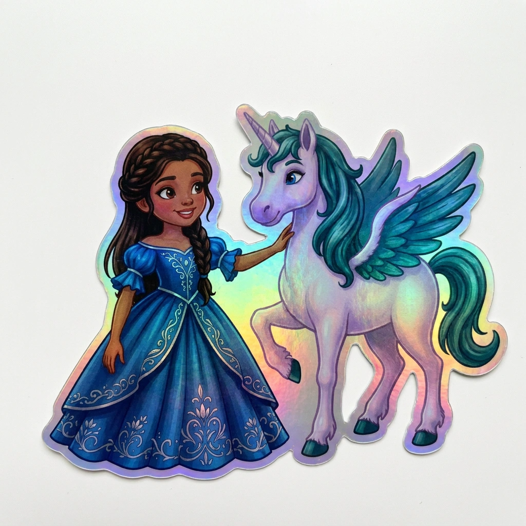Elise Unicorn Holographic Sticker (3.71” x 3”) for Kids