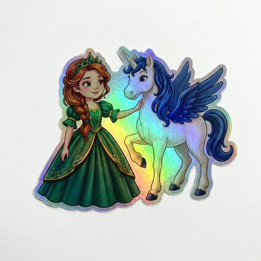 Eliza Unicorn Holographic Sticker (3.71” x 3”) for Kids
