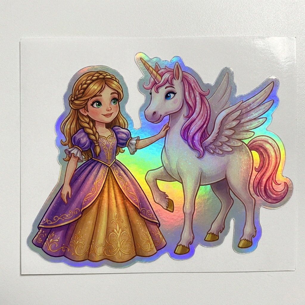 Ella Unicorn Holographic Sticker (3.71” x 3”) for Kids
