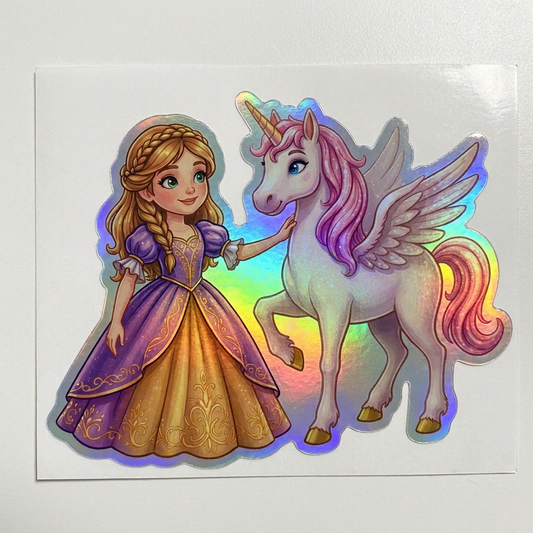Ella Unicorn Holographic Sticker (3.71” x 3”) for Kids