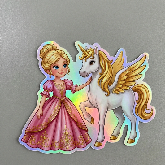 Elliana Unicorn Holographic Sticker (3.71” x 3”) for Kids