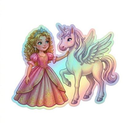 Ellie Unicorn Holographic Sticker (3.71” x 3”) for Kids