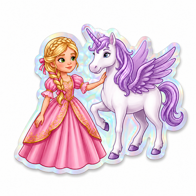 Ellison Unicorn Holographic Sticker (3.71” x 3”) for Kids