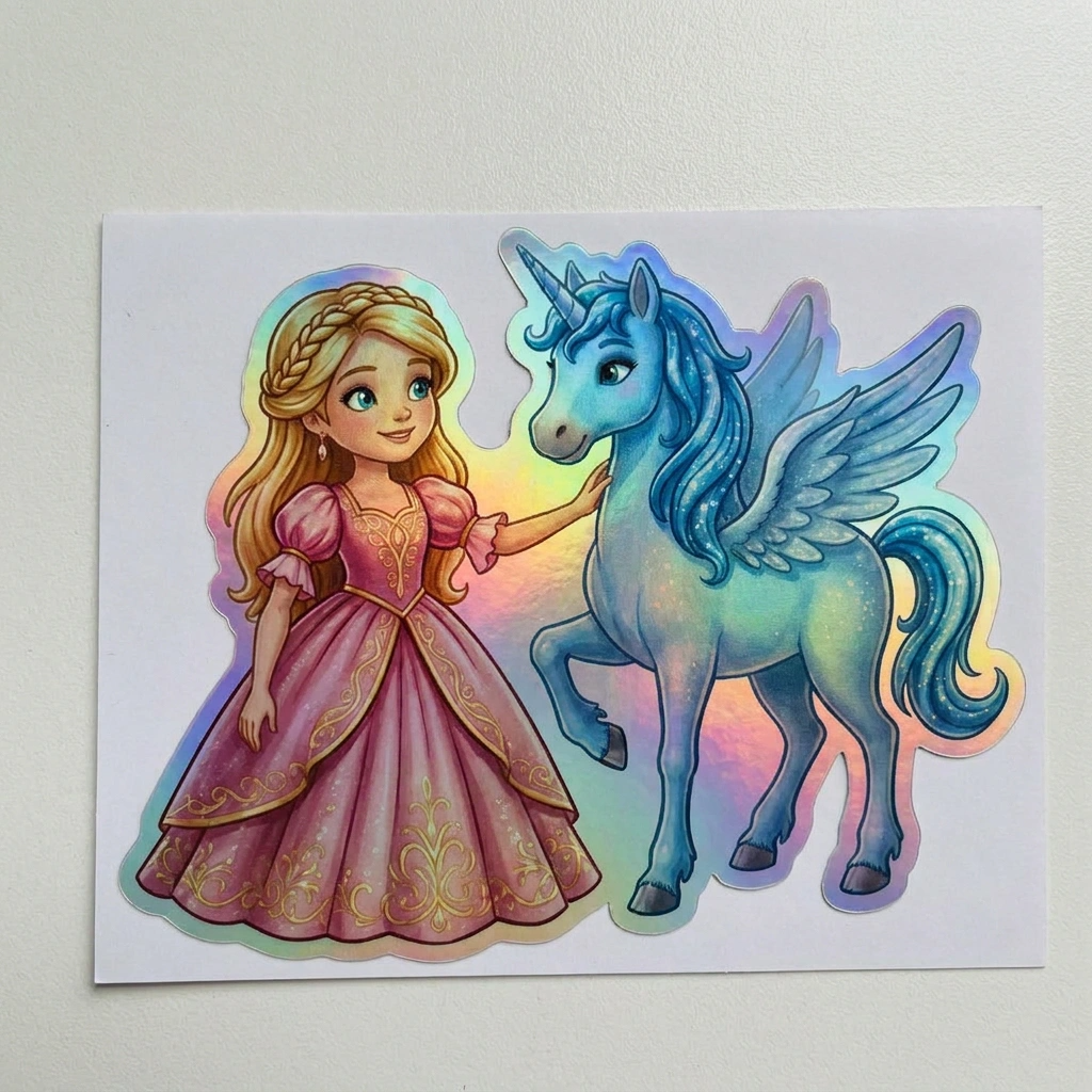 Elodie Unicorn Holographic Sticker (3.71” x 3”) for Kids