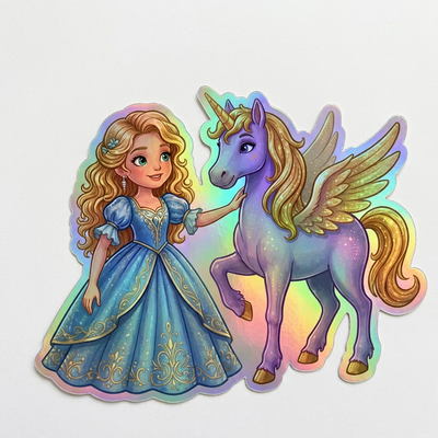 Elowen Unicorn Holographic Sticker (3.71” x 3”) for Kids