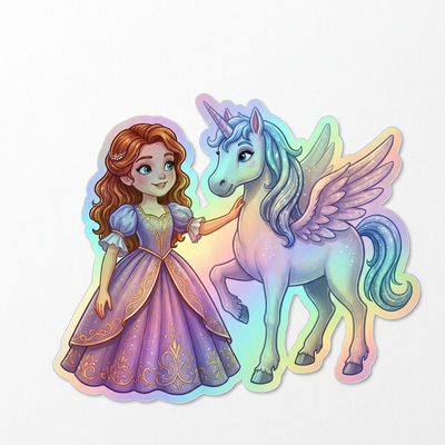 Elsie Unicorn Holographic Sticker (3.71” x 3”) for Kids