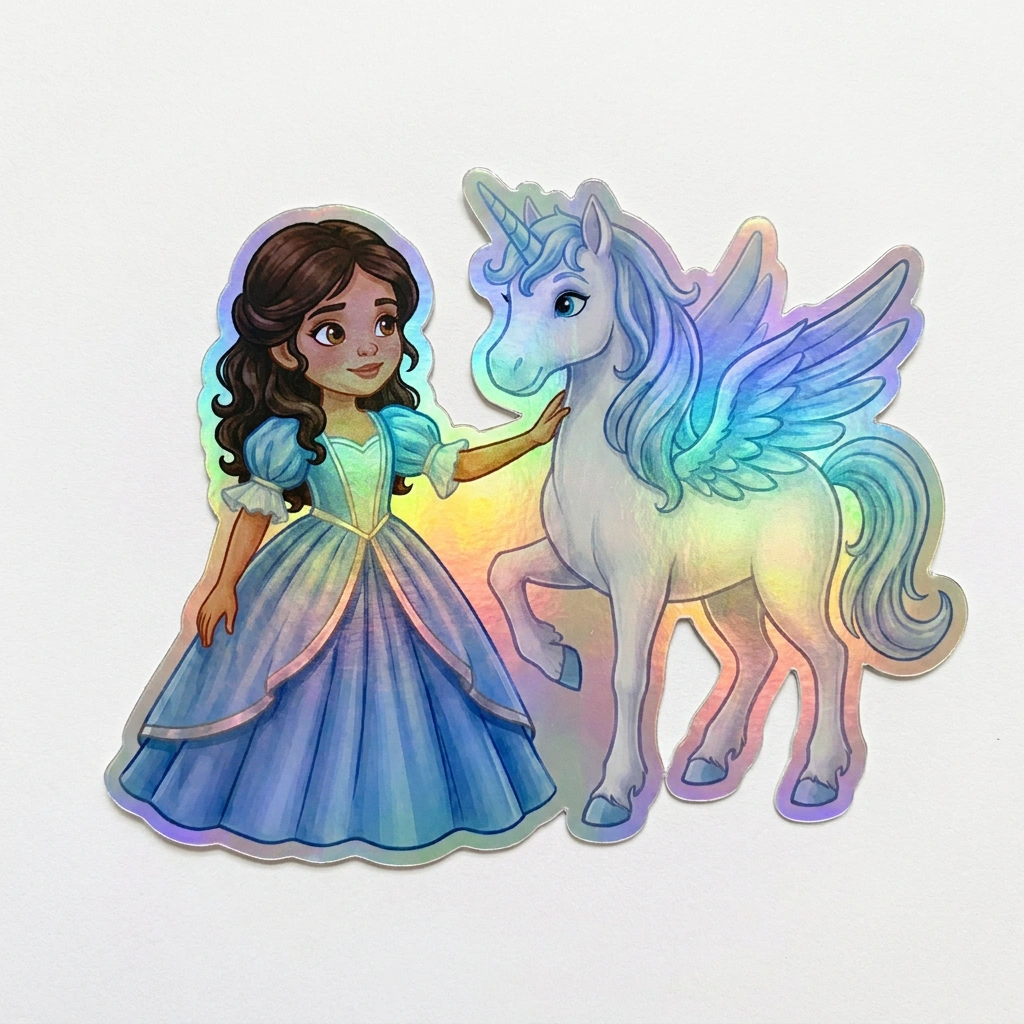 Ember Unicorn Holographic Sticker (3.71” x 3”) for Kids
