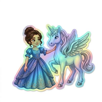 Emersyn Unicorn Holographic Sticker (3.71” x 3”) for Kids