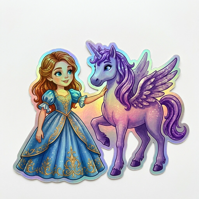 Emery Unicorn Holographic Sticker (3.71” x 3”) for Kids
