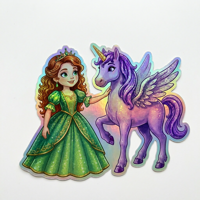 Emily Unicorn Holographic Sticker (3.71” x 3”) for Kids