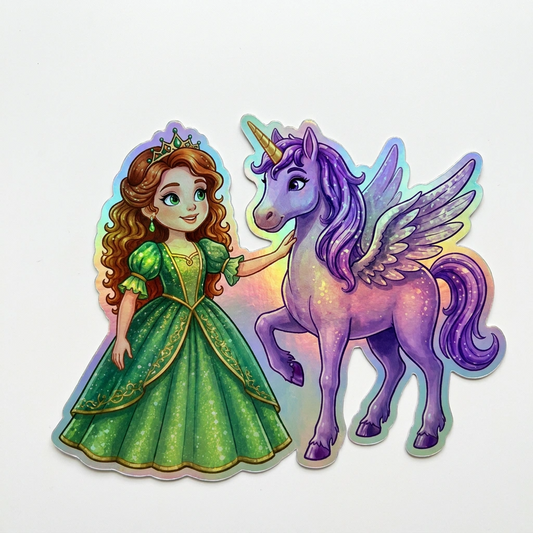 Emily Unicorn Holographic Sticker (3.71” x 3”) for Kids