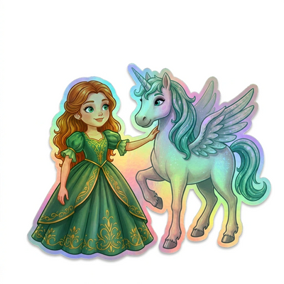 Emma Unicorn Holographic Sticker (3.71” x 3”) for Kids