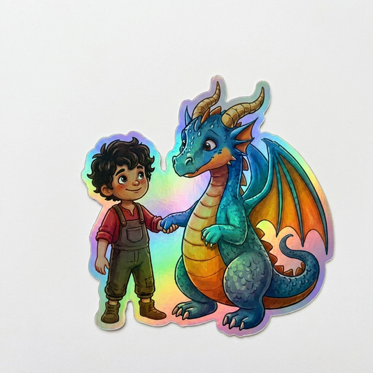 Emmanuel Dragon Holographic Sticker (2.98” x 3”) for Kids